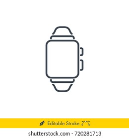 Smartwatch Icon / Vector - In Line / Stroke Design with Editable Stroke