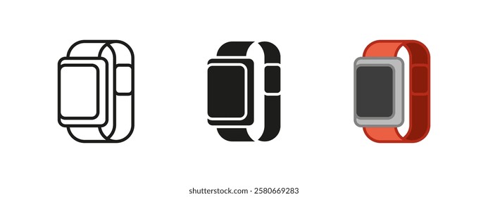 Smartwatch icon. Wearable technology vector illustration. Digital wrist device symbol. Fitness tracker sign. Mobile app connectivity concept. Modern time monitor graphic.