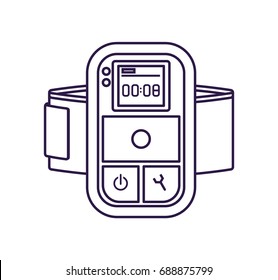 Smartwatch icon. Wrist smartwatch music player icon isolated on white background. Wearable technology vector illustration
