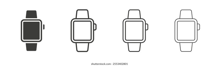 Smartwatch icons collection. vector set in black color
