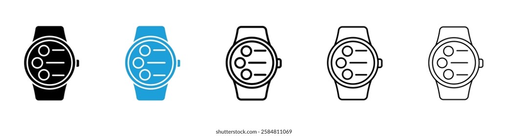 Smartwatch icons collection vectors in black and blue