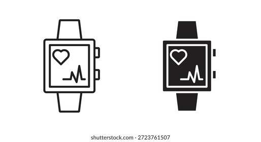 Ícones Smartwatch em linhas finas, linhas finas, contorno e traçados