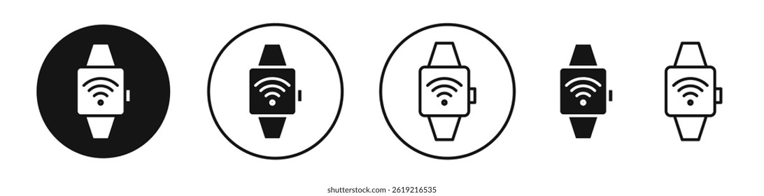 Smartwatch icons set in solid black and stroke line style