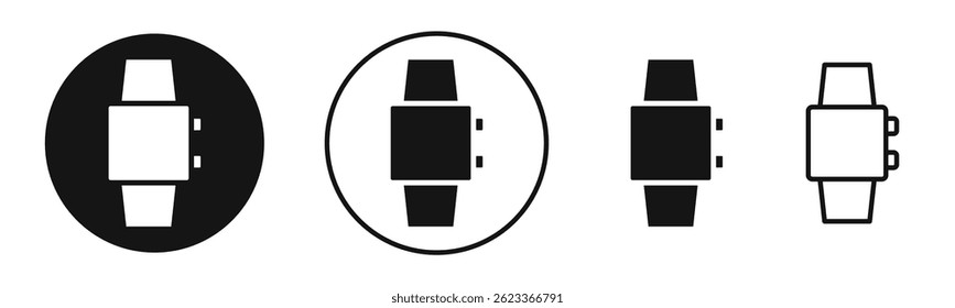Smartwatch icons in solid black and outlined style