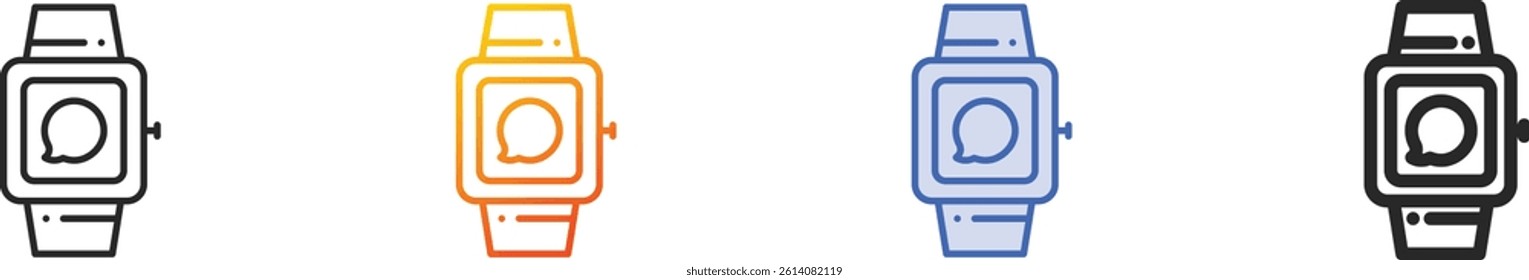smartwatch icon.Thin Linear, Gradient, Blue Stroke and bold Style Design Isolated On White Background