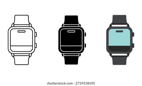 Smartwatch illustration in different styles and colors