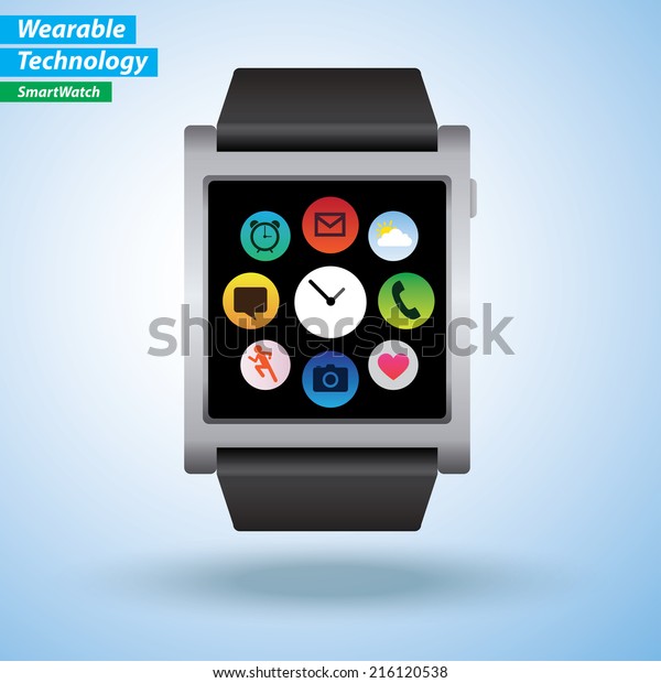 Smartwatch Infographics Apps Like Phone Msg Stock Vector Royalty Free 216120538