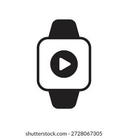 Smartwatch-Schnittstelle mit Monitorwiedergabe-Schaltfläche, stetiges Symbol