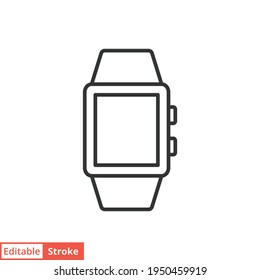 Smartwatch line icon. Simple outline style. Wearable, clock, electronic, digital smart watch technology concept. Vector illustration isolated on white background. Editable stroke EPS 10.