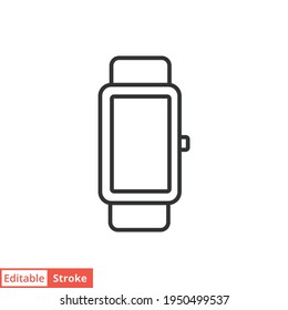 Smartwatch line icon. Simple outline style. Wearable, clock, electronic, digital smart watch technology concept. Vector illustration isolated on white background. Editable stroke EPS 10.