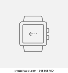 Smartwatch line icon for web, mobile and infographics. Vector dark grey icon isolated on light grey background.