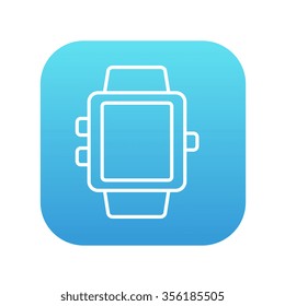 Smartwatch line icon for web, mobile and infographics. Vector white icon on the blue gradient square with rounded corners isolated on white background. Smartwatch line icon for web, mobile and infographics. Vector white icon on the blue gradient square with rounded corners isolated on white background.