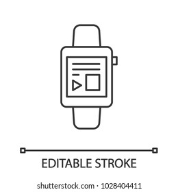 Smartwatch linear icon. Thin line illustration. Digital wristwatch. Contour symbol. Vector isolated outline drawing. Editable stroke