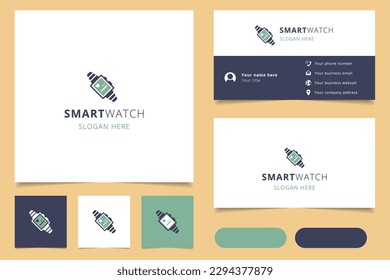 Smartwatch logo design with editable slogan. Branding book and business card template.