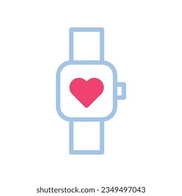 Smartwatch love icon duotone blue pink style valentine illustration vector element and symbol perfect.