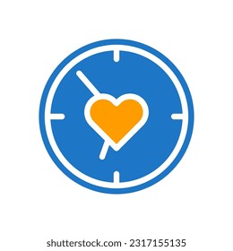 Smartwatch love icon solid blue orange style valentine illustration vector element and symbol perfect.