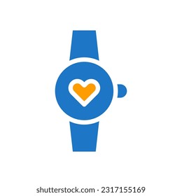 Icono de amor de Smartwatch sólido estilo naranja valentina ilustración elemento vector y símbolo perfecto.