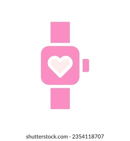 Smartwatch love icon solid pink white style valentine illustration vector element and symbol perfect.