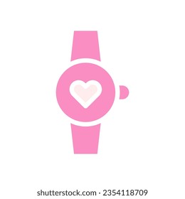 Icono de amor de Smartwatch sólido estilo blanco valentina ilustración elemento vector y símbolo perfecto.