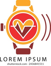Smartwatch Love Logo Design Element Smart Uhr und Heartbeat Linie Logo Vorlage. Smartwatch und Pulsvektordesign. Armbanduhr-LogoTyp Smart Uhr Anwendung Logo Vektor Neues Modell Apple Watch....
