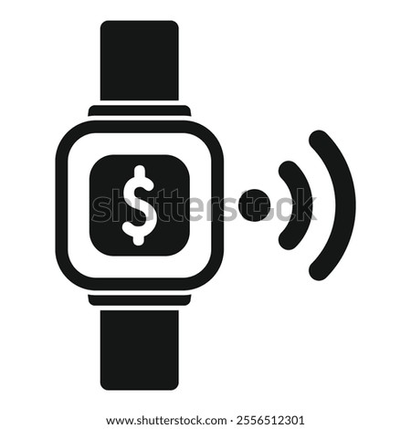 Smartwatch making online nfc mobile payment with dollar sign on the screen