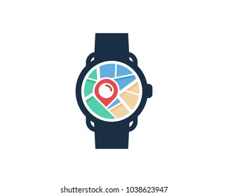 Smartwatch Map Icon Logo Design Element