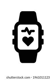 Smartwatch measure heart rate check health isolated illustration.