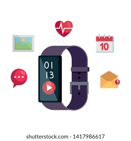 smartwatch with media player button and applications set