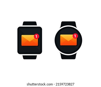 Smartwatch message notification. Vector illustration