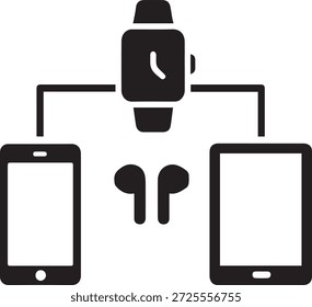 Ícone de rede de conectividade do Smartwatch e do dispositivo móvel