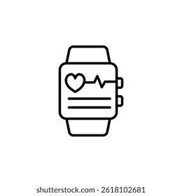 Smartwatch monitoring heartbeat symbol, health and technology concept icon