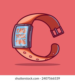 SmartWatch con ilustración de vector de mensajes motivacional. Deportes, concepto de diseño tecnológico.