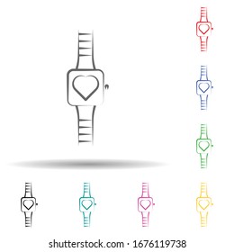Smartwatch multi color set icon. Simple thin line, outline vector of fitness icons for ui and ux, website or mobile application