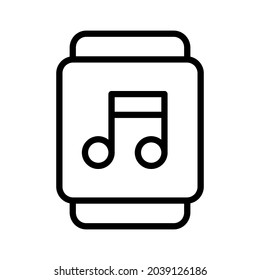 smartwatch music line icon vector design, editable stroke line icon