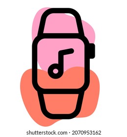 Smartwatch with music playback controls on the screen