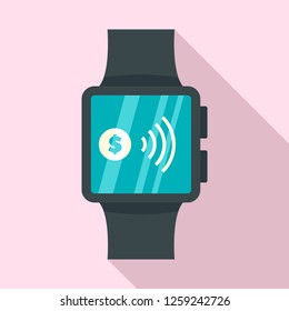 Smartwatch nfc pay icon. Flat illustration of smartwatch nfc pay vector icon for web design