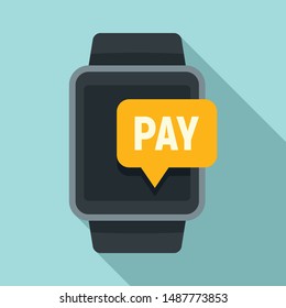 Smartwatch nfc payment icon. Flat illustration of smartwatch nfc payment vector icon for web design