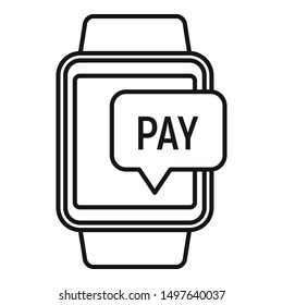 Smartwatch nfc payment icon. Outline smartwatch nfc payment vector icon for web design isolated on white background