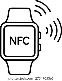 Smartwatch nfc tap para pagar pago sin contacto transacción inalámbrica sistema de pago móvil seguro de banca financiamiento.