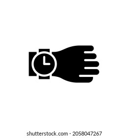 Smartwatch on the human hand icon isolated on white background. Wristwatch phone icon for infographic, website or app. human hands with electronic watch, modern technology vector illustration