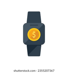 Smartwatch online money icon flat vector. Home payment. Mobile card isolated