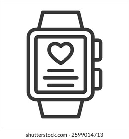 Smartwatch Outline Icon Vector Illustration