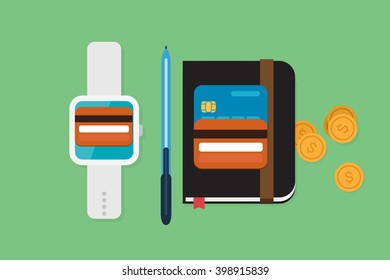 Smartwatch Payment Vector Illustration