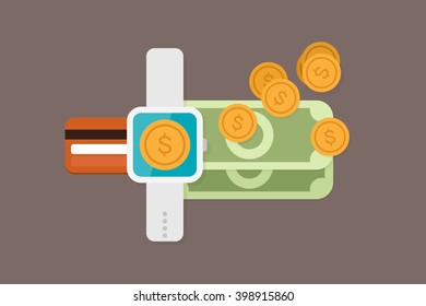 Smartwatch payment vector illustration
