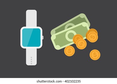 Smartwatch payment vector illustration