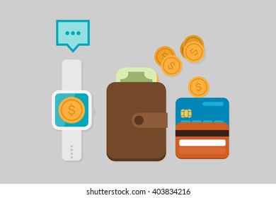 Smartwatch payment vector illustration