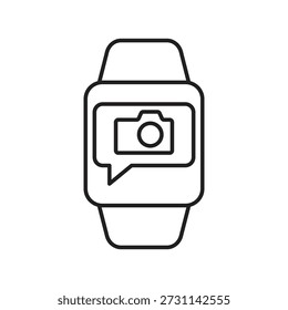 Smartwatch with photo camera shutter button icon