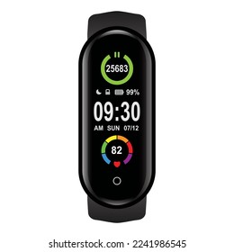 Smartwatch realistic isolated on white background, technology electronic gadgets, wrist watch vector illustration.