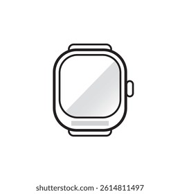 Smartwatch with Rectangular Display Icon Isolated on White Background