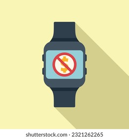 Smartwatch reject payment icon flat vector. Cancel error. Debit phone